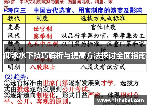 仰泳水下技巧解析与提高方法探讨全面指南